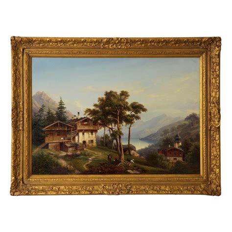 Circa 19th Century Antique German Landscape Painting By Hermann