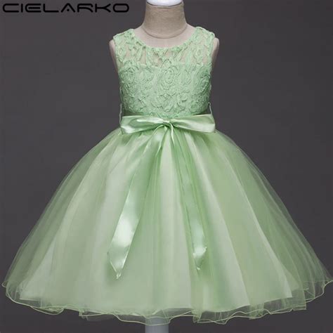 Cielarko Girls Lace Dress Sleeveless Flower Children Dresses Elegant