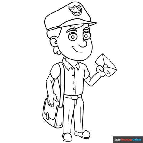 Postman Coloring Page Easy Drawing Guides