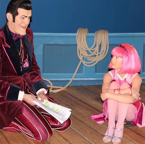 Young Chloe Lang As Stephanie Listens Intently To Co Star Robbie Rotten