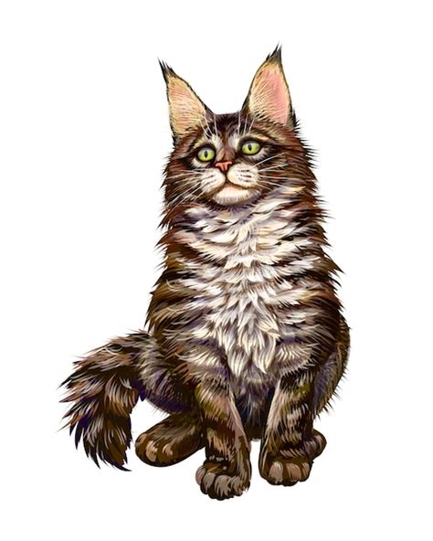 Premium Vector Maine Coon Cat Sitting And Looking Away On A White