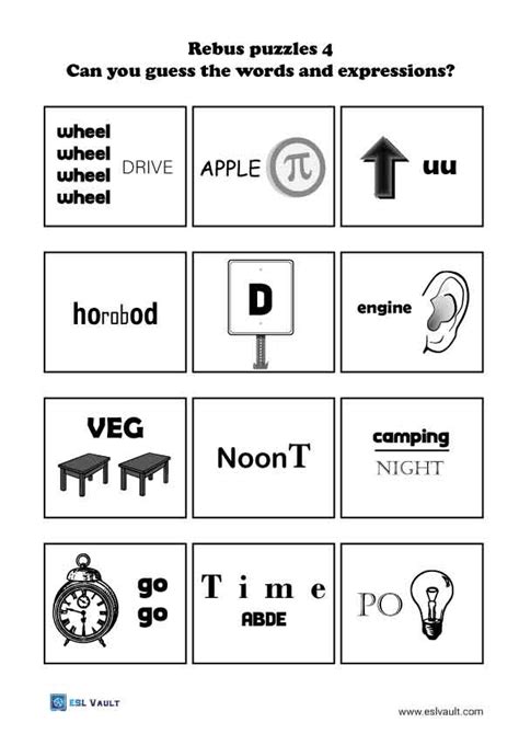240 Free Printable Rebus Puzzles With Answers Esl Vault