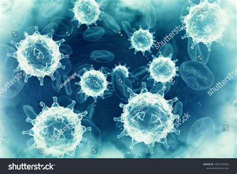 Virus Infected Blood Cells 3d Illustration Stock Illustration
