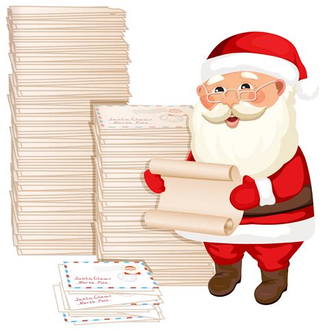 Santa Claus With Letters Png Clipart Image Santa Santa