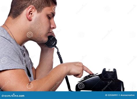 Man Dialing Old Rotary Telephone Stock Image Image 22536991