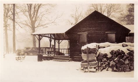 Waiting In The Shade Sitting On A Brick A Cabin In Snow Jan 1939