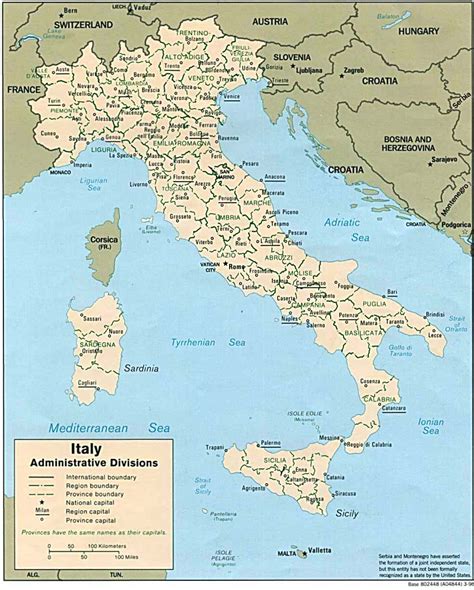 Подробная политическая карта Италии Италия подробная политическая