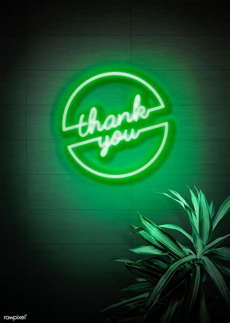 Neon Green Thank You Sign On A Wall Premium Image By