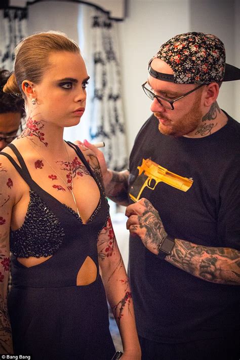 Cara Delevingne Gets Pre Met Gala Cherry Blossom Inking From Bang Bang Daily Mail Online