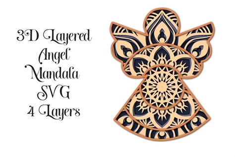 Angel Mandala 3d Layered Svg 4 Layers