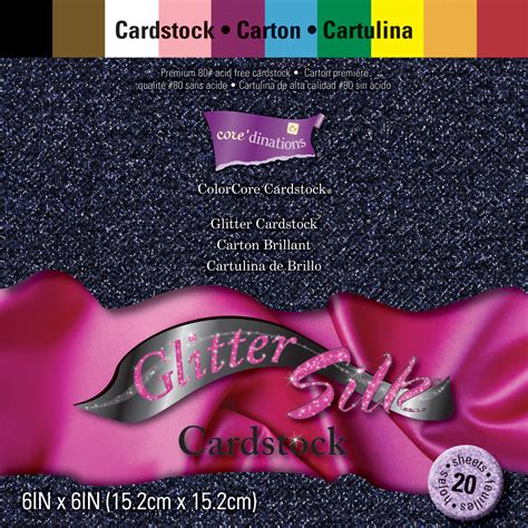 Darice Coredinations Glitter Silk Cardstock Pack 6x6 20pkg