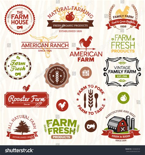 Set Vintage Modern Farm Logo Labels Stock Vector 103460918 Shutterstock