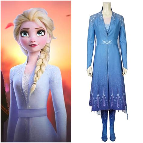 Frozen 2 Princess Elsa Cosplay Costume Fancy Dress 3d Printed In Movie