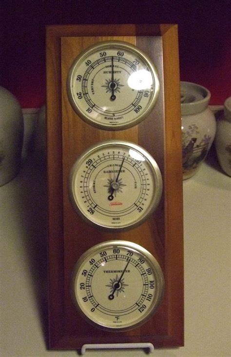 Vintage Sunbeam Weather Station Humidity Barometer Temperature Gauges