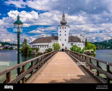 Orth Castle In Lake Traunsee Gmunden Salzkammergut Region Upper