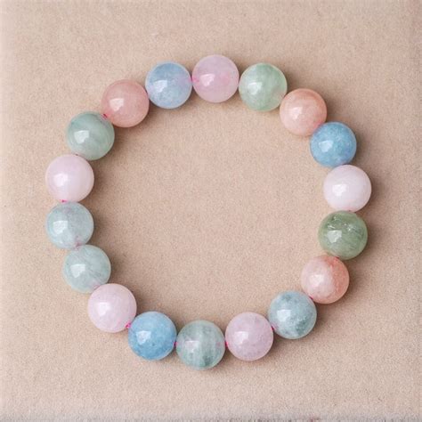 Natural Morganite Stone Bracelet 6 12mm Beads Crystal Bracelet For Men