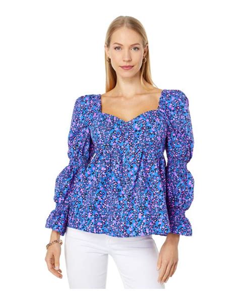 Lilly Pulitzer Preslee Long Sleeve Top In Blue Lyst