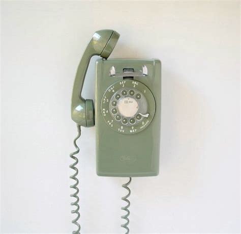 Vintage Rotary Wall Phone Green Rotary Dial Wall Mount Telephone
