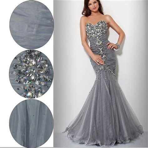 Silver Organza Beautiful Rainstones Mermaid Prom Dress 2016 Formal