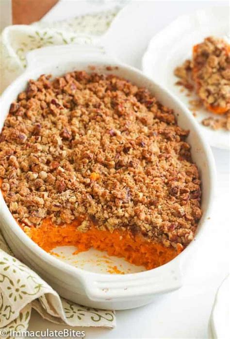 Kids love sweet potatoes, so serve them a casserole side dish that's both delicious and nutritious. Sweet Potato Casserole - Immaculate Bites