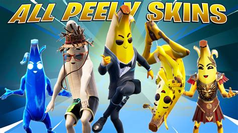 all peely skins outfits in fortnite locker and dance gameplay showcase youtube