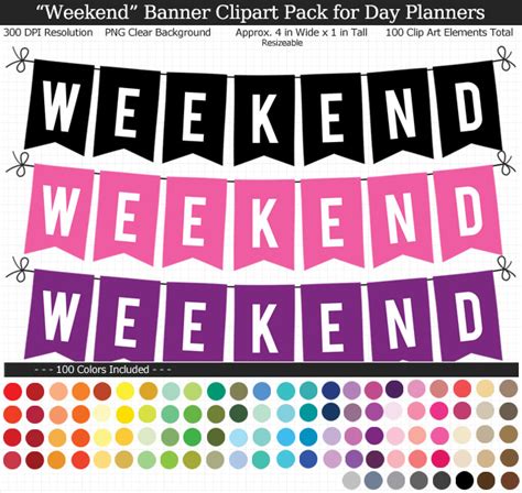 “weekend” Banner Clipart Pack