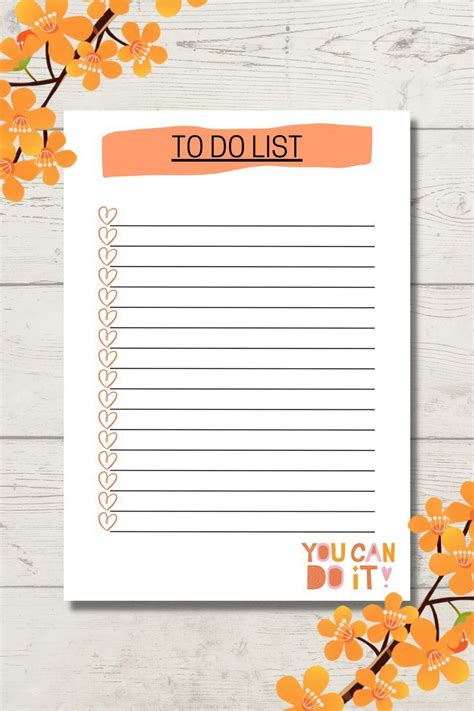 Printable Orange To Do List To Do List Planner Instant Download In