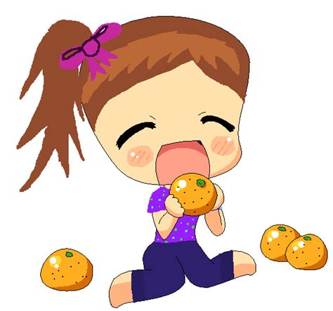 Girl Eating Oranges By Computer Child On Deviantart