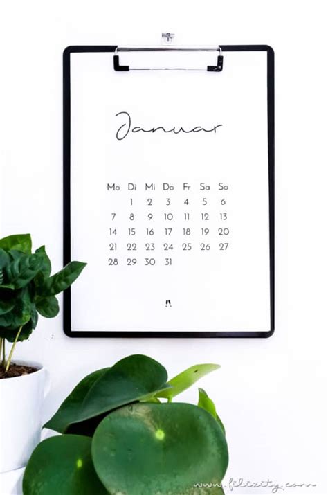 Mit kostenlosem, reichhaltigem zubehör wie fußwanne Minimalistischer Kalender 2019 (Druckvorlage) - HANDMADE Kultur