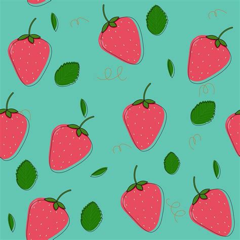 Strawberry Seamless Vector Pattern Red Strawberry With Leaves 4662813
