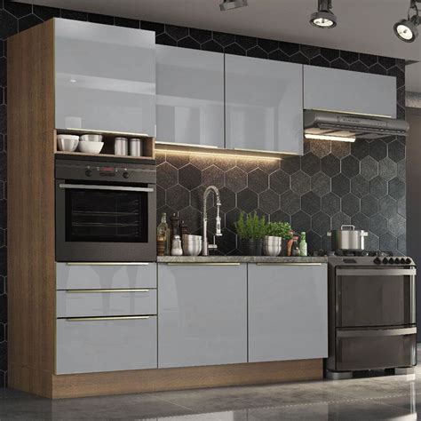 Cozinha Completa Madesa Lux Com Armário E Balcão 6 Portas 3 Gavetas Rustic Cinza Cinza Em 2021