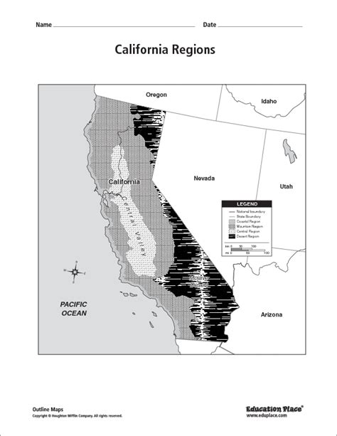 4th Grade California Regions Map Printable Images
