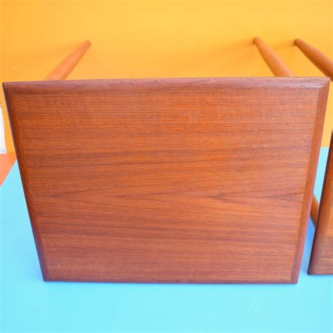 Vintage 1960s Danish Teak Side Tables Pineapple Retro