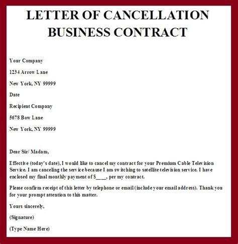 Cancellation letters are letters you write to a service provider, company or institution, informing them that you are dissatisfied with their product, service, or membership and that you wish to discontinue it. Printable Sample Contract Termination Letter Form | Lettering, Contract template, Letter templates