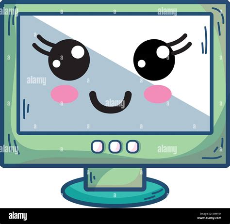 Kawaii Cute Happy Computer Technology Stock Vector Image And Art Alamy