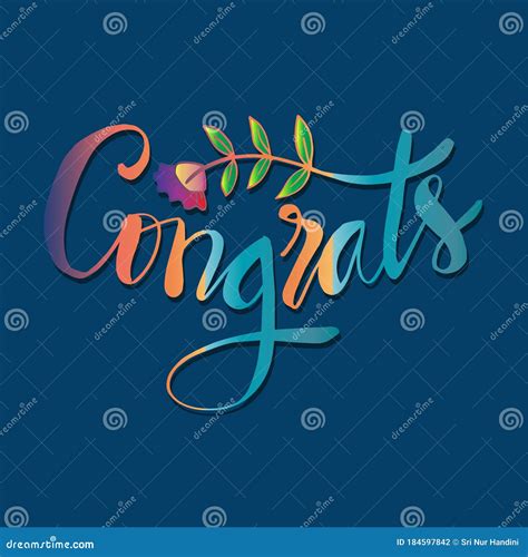 Congrats Calligraphy Hand Lettering On Blue Background Congratulation