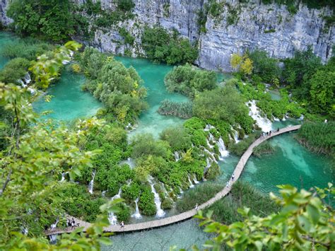 Looking Down At Just A Few Of The Countless Waterfalls At Plitvice