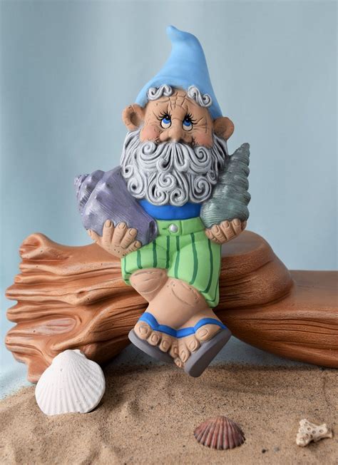 Beach Gnome With Flips Flops Ceramic Gnome Beach Decor Etsy