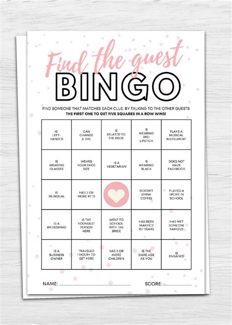 Find The Guest Bingo Free Printable Printable Word Searches