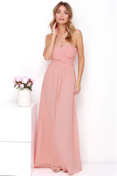 Lulus Exclusive Royal Engagement Strapless Peach Maxi Dress At Lulus