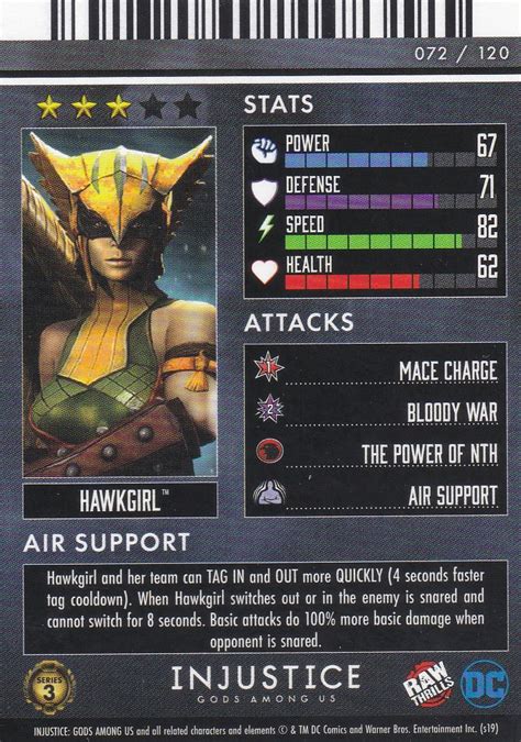 Injustice Gods Among Us Series 3 072 Hawkgirl Foil Arcade Game Cards