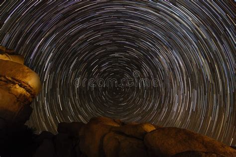 Star Trail Over Joshua Tree National Park Stock Photo Image Of Huge