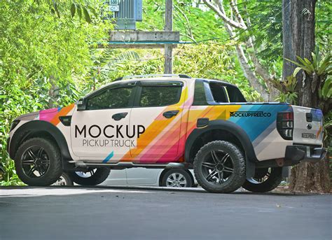vehicle branding pickup truck mockup psd good mockups