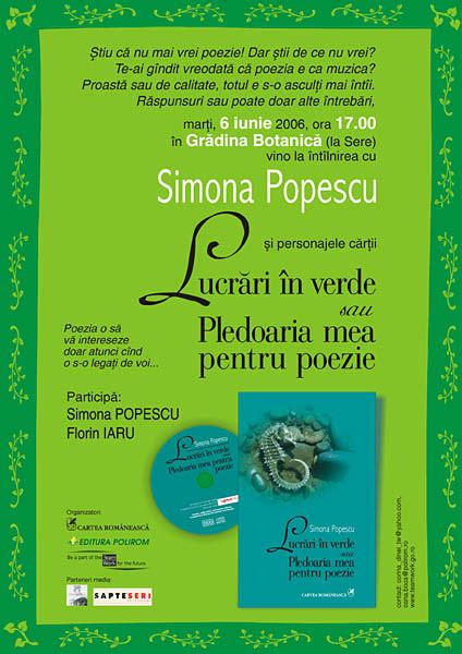 Atelier Liternet Simona Popescu Scriitoare Lucrări în Verde Sau