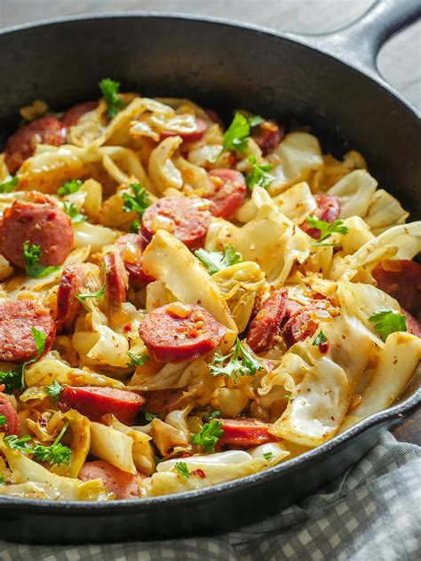 Fried Cabbage And Kielbasa Skillet 12 Tomatoes