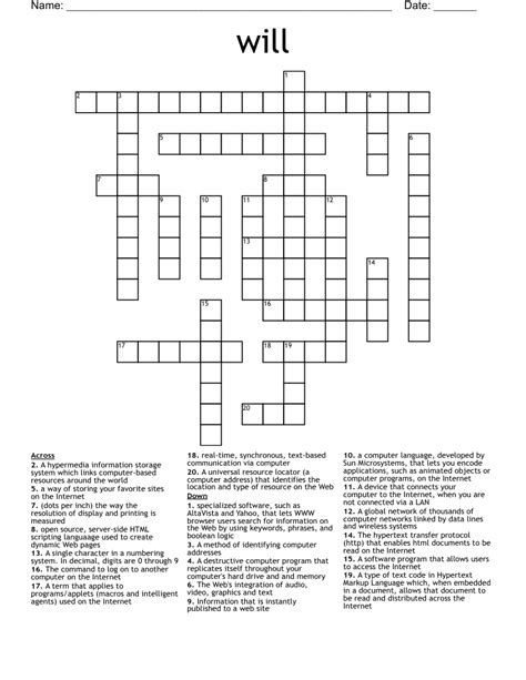 Web Design Crossword Wordmint
