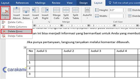 3 Cara Menghapus Baris Kolom Atau Tabel Microsoft Word Dengan Cepat