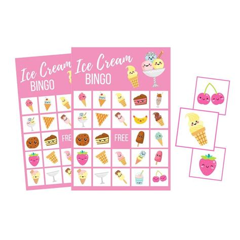 Ice Cream Party Supplies For 2nd Birthday Summer Bingo Cards Etsy