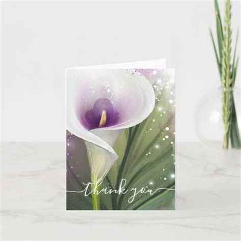 Elegant White And Purple Calla Lily Folded Thank You Card Zazzle