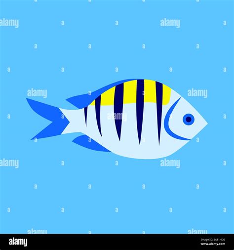 Blue Fish Illustration Vector On White Background Stock Vector Image